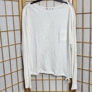 NWOT Carve Designs long-sleeve white t-shirt with front pocket and drawstring XL
